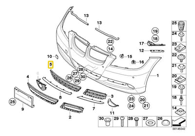 Rejilla Defensa Inferior Delantera Bmw 330i 06-07 335i 07-12