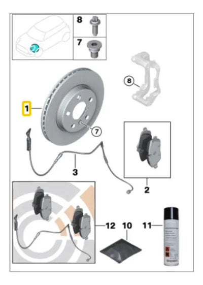 Disco Freno Delantero 307mm Mini Countryman Paceman R60 R61