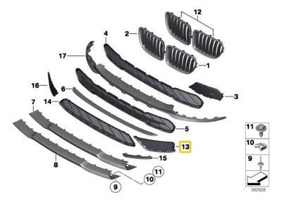 Rejilla Ventilacion Cerrada Delantera Bmw X1 2012-2016 E84