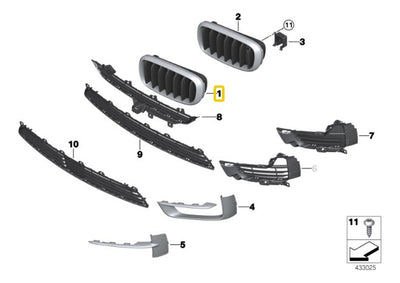 Parrilla Superior Delantera Bmw X5 2014 2015 2016 2017 2018