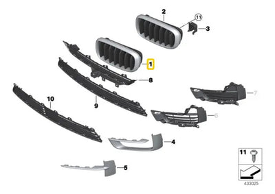 Parrilla Superior Plateada Delantera Bmw X5 2014 A 2018 F15