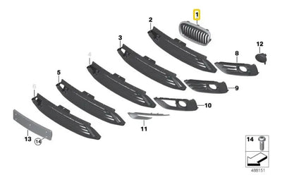 Parrilla Cromada Delantera Bmw F44 235i 240i M2 2022-2024