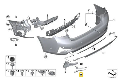 Moldura Rejilla Inferior Trasera Bmw G20 Serie 3 2019-2024