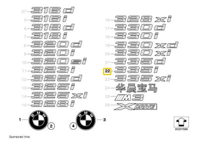 Emblema Letra Bmw 335i Autoadherible Cromo