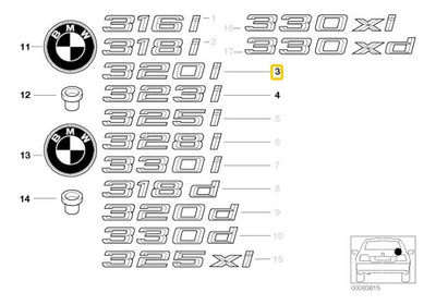 Emblema Bmw 320i Autoadherible Cromo